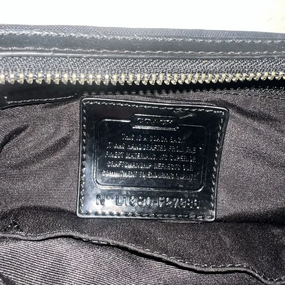 Coach Signature Zebra Stripe Black & Tan Canvas Shoulder Purse